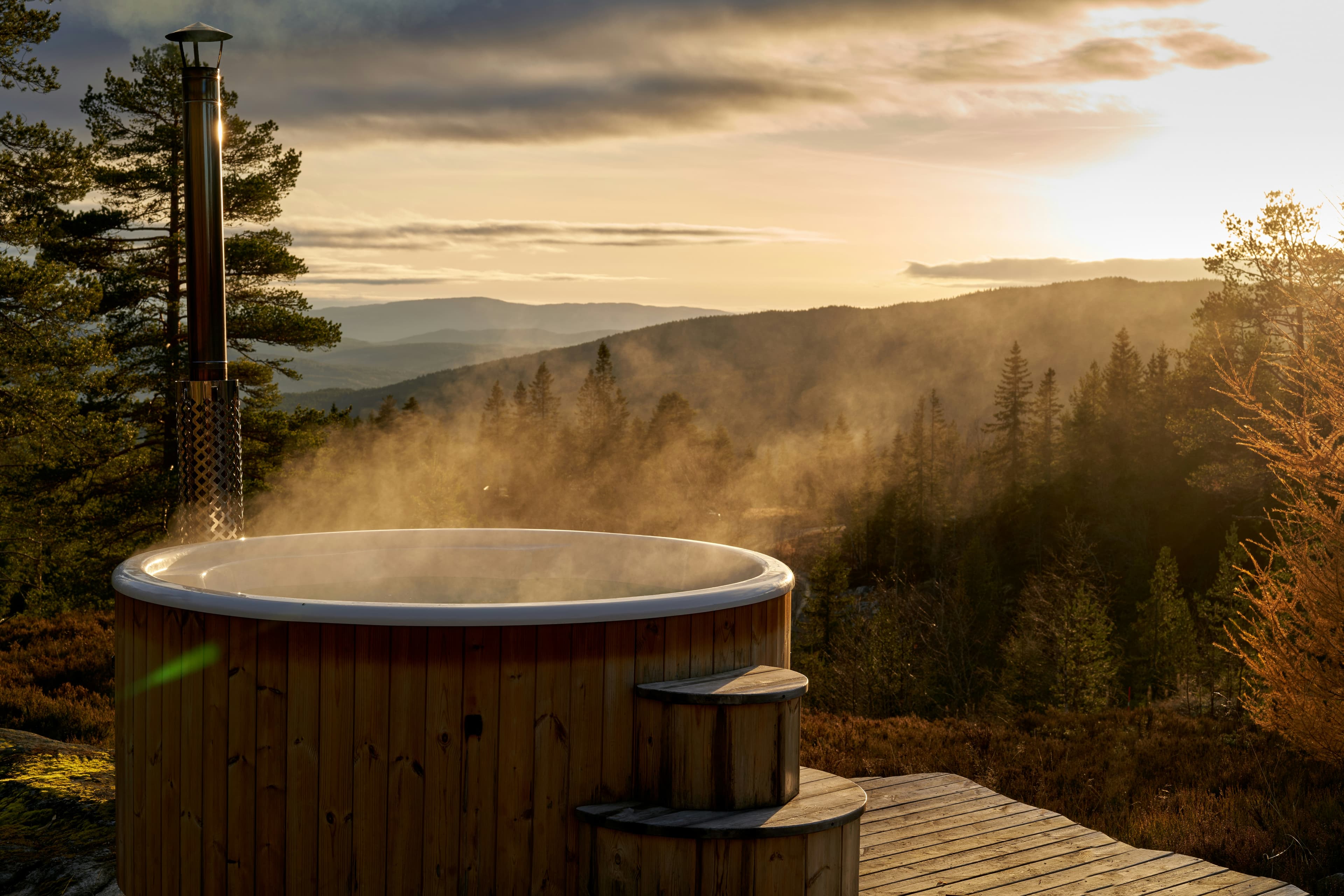 Outdoor hot tub at the retreat venue